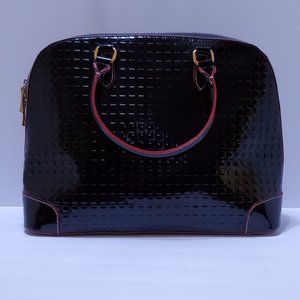 INVECE Embossed Black Patent Leather Handbag